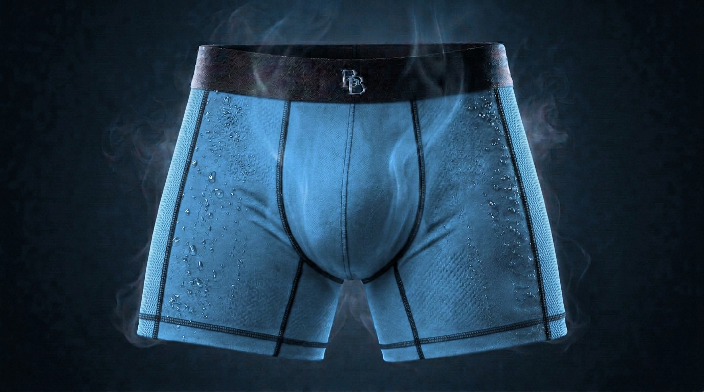 BluBallz cooling boxer brief in ice blue with black stitching